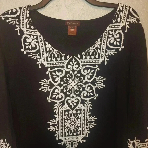 Multiples Black and White Mini Dress/Tunic Size Large - Picture 5 of 6